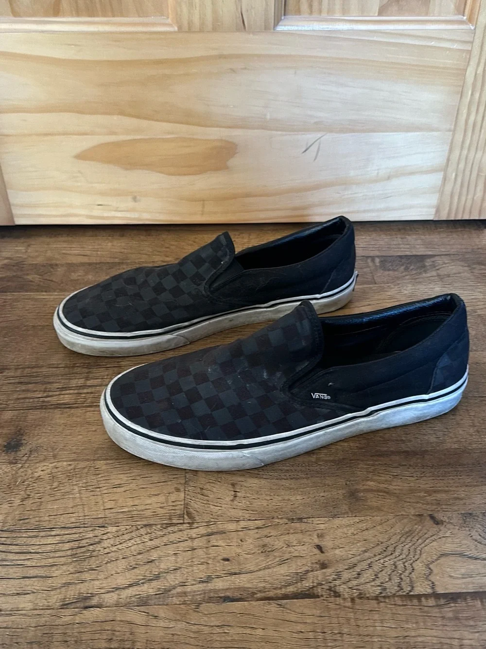 Vans Slip-On Checkerboard Loafers in Black